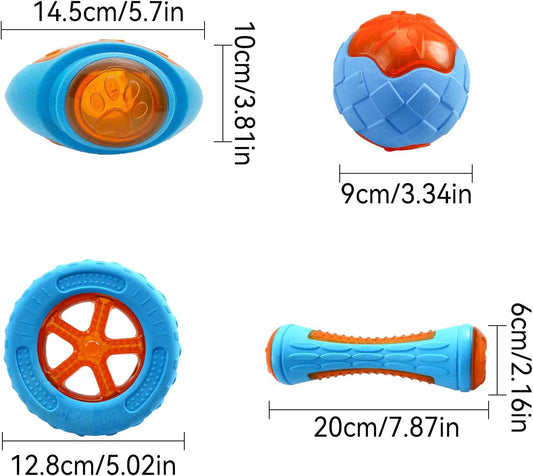 Ceprznvey Floating Dog Kit, 4 Piece Pool Toys, Pet Water Play, Teeth Cleaning Interactive Game Set with Built-in Squeaker Great Floats for Pools Beaches and Lakes