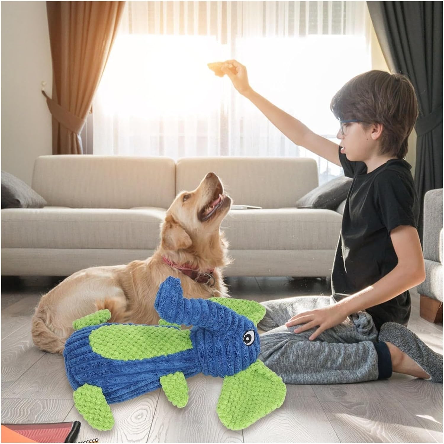 CHUANYGU Squeaky Plush Dog Toy - Soft Chewable Bear Design with Sound for Puppy Teething Relief - Durable Interactive Pet Toy for Small Medium Dogs